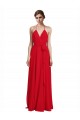 Comprar Rojo línea A Tirantes espagueti Halter Cuello en V Gasa Largo Vestidos de dama de honor