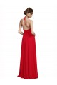Comprar Rojo línea A Tirantes espagueti Halter Cuello en V Gasa Largo Vestidos de dama de honor