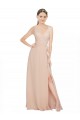 Comprar Rosa 114 línea A Cuello en V Gasa Largo Vestidos de dama de honor