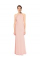 Comprar Rosa 114 línea A Tirantes espagueti Halter Gasa Largo Vestidos de dama de honor