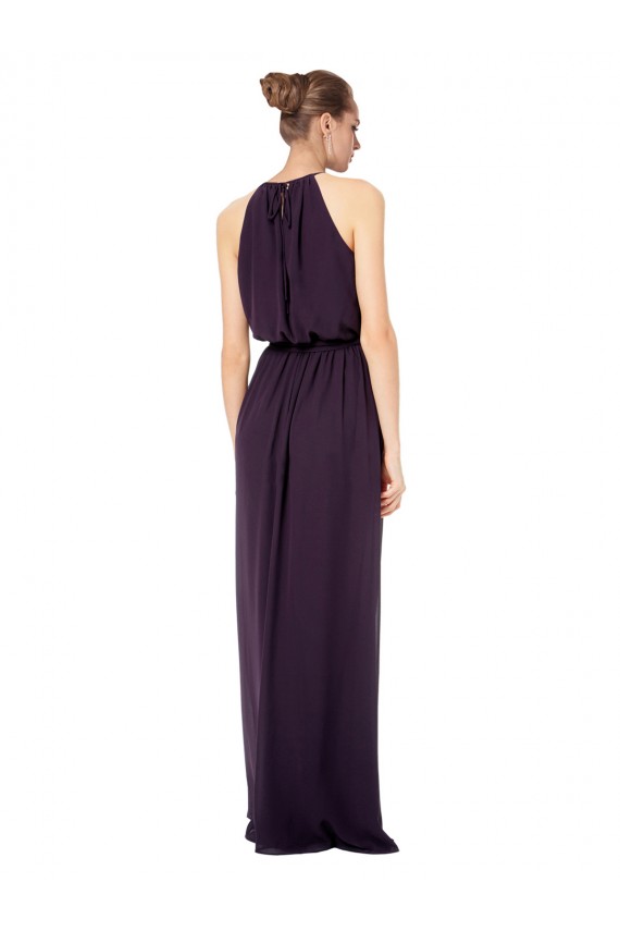 Comprar Rosa 114 línea A Tirantes espagueti Halter Gasa Largo Vestidos de dama de honor