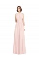 Comprar Rosa 42 línea A Halter Gasa Largo Vestidos de dama de honor