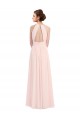 Comprar Rosa 42 línea A Halter Gasa Largo Vestidos de dama de honor