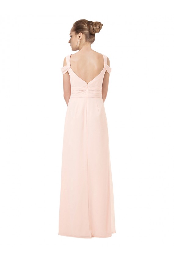 Comprar Rosa 42 línea A Hombros Descubiertos Gasa Largo Vestidos de dama de honor