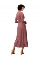 Comprar Rosa Canela línea A Cuello en V Midi Terciopelo Elástico Corto Vestidos de dama de honor / Vestidos de fiesta