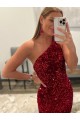 Comprar Rosa Cubierta Un Hombre Barrer tren Lentejuelas Terciopelo Largo Vestidos de fiesta