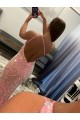 Comprar Rosa Cubierta Un Hombre Barrer tren Lentejuelas Terciopelo Largo Vestidos de fiesta