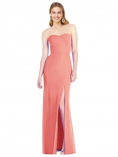 Comprar Rosa Del Desierto Trompeta Cuello de Corazón Sin tirantes Gasa Largo Vestidos de dama de honor