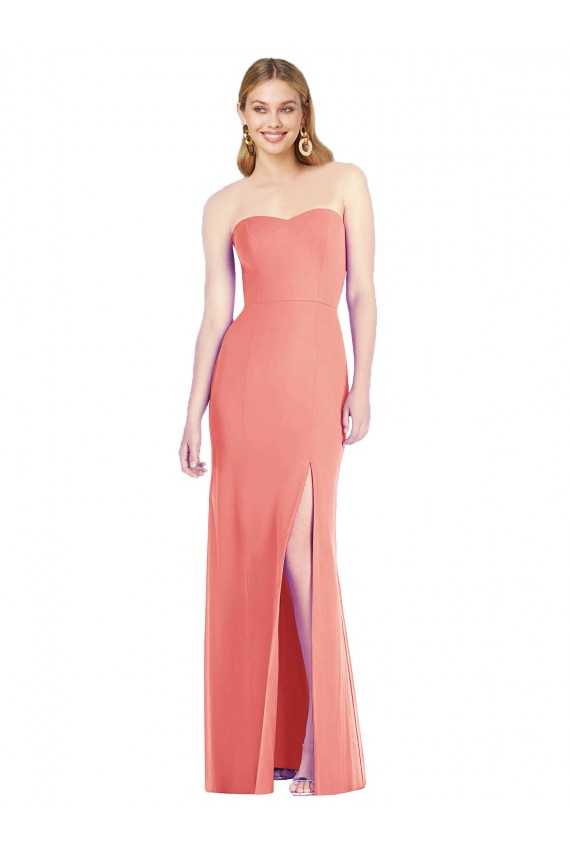 Comprar Rosa Del Desierto Trompeta Cuello de Corazón Sin tirantes Gasa Largo Vestidos de dama de honor