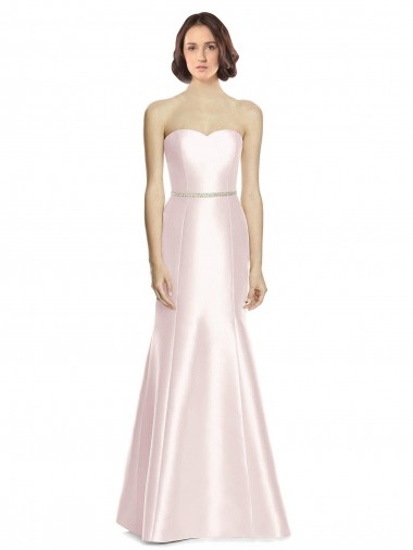 Comprar Rosa Sirena Cuello de Corazón Sin tirantes Satén Largo Vestidos de dama de honor