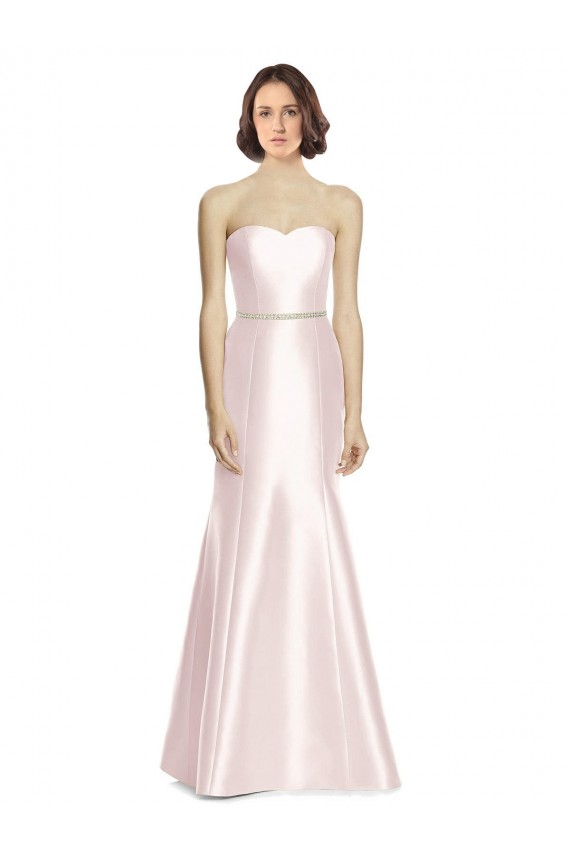 Comprar Rosa Sirena Cuello de Corazón Sin tirantes Satén Largo Vestidos de dama de honor