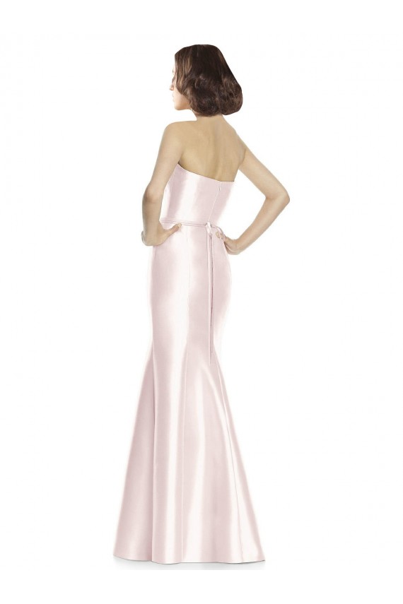 Comprar Rosa Sirena Cuello de Corazón Sin tirantes Satén Largo Vestidos de dama de honor