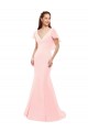 Comprar Rosa Sirena Cuello en V Gasa Largo Vestidos de dama de honor
