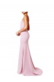 Comprar Rosa Sirena Tirantes espagueti Cuadrado Crepé Elástico Largo Vestidos de dama de honor / Vestidos de fiesta