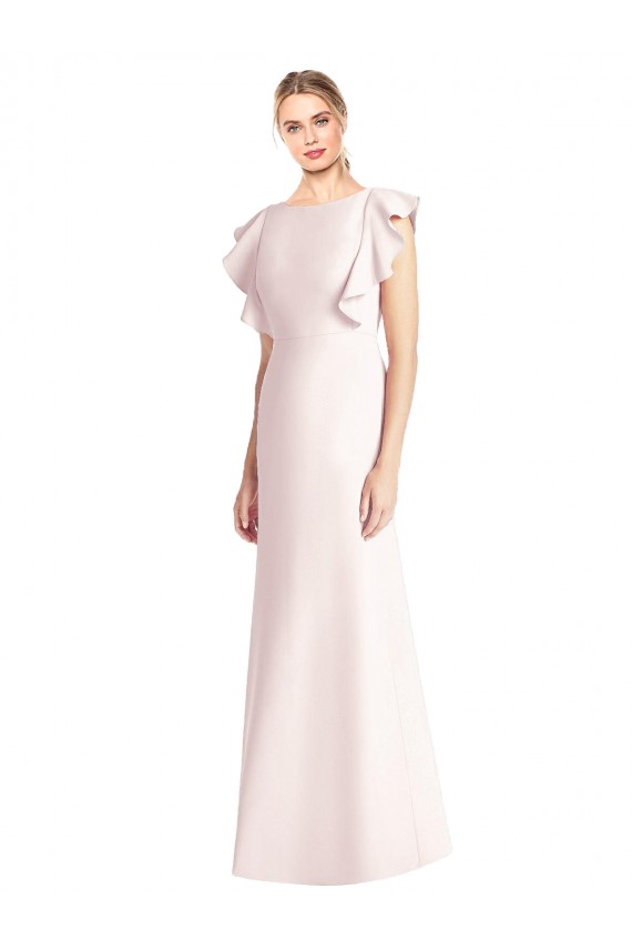 Comprar Rosa Trompeta Barco Crepé Elástico Largo Vestidos de dama de honor / Vestidos de fiesta