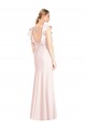 Comprar Rosa Trompeta Barco Crepé Elástico Largo Vestidos de dama de honor / Vestidos de fiesta