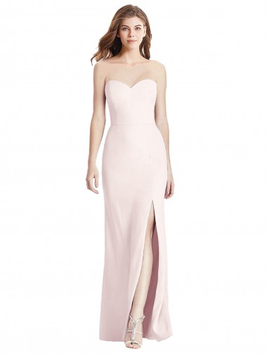 Comprar Rosa Trompeta Cuello de Corazón Sin tirantes Crepé Elástico Largo Vestidos de dama de honor / Vestidos de fiesta