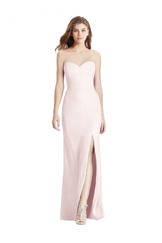 Comprar Rosa Trompeta Cuello de Corazón Sin tirantes Crepé Elástico Largo Vestidos de dama de honor / Vestidos de fiesta
