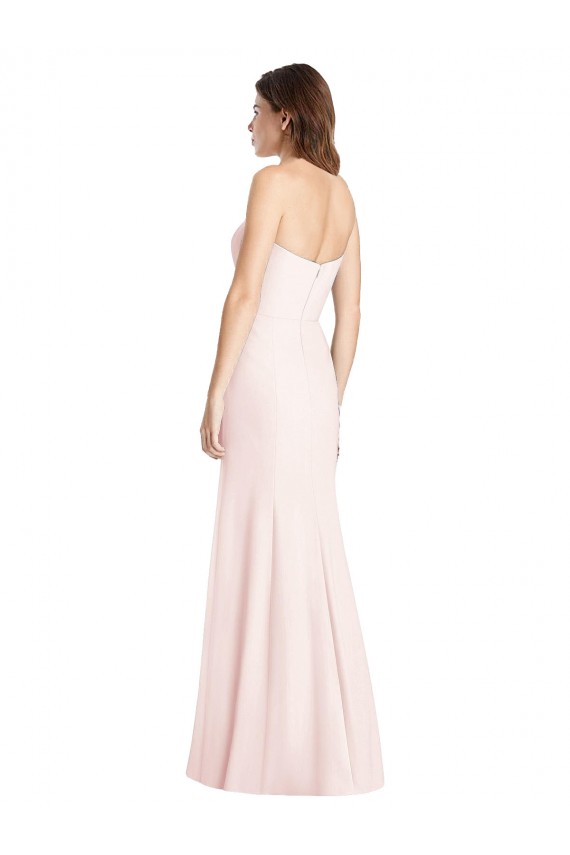 Comprar Rosa Trompeta Cuello de Corazón Sin tirantes Crepé Elástico Largo Vestidos de dama de honor / Vestidos de fiesta