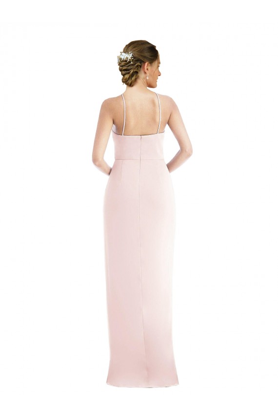 Comprar Rosa Trompeta Halter Crepé Elástico Largo Vestidos de dama de honor / Vestidos de fiesta