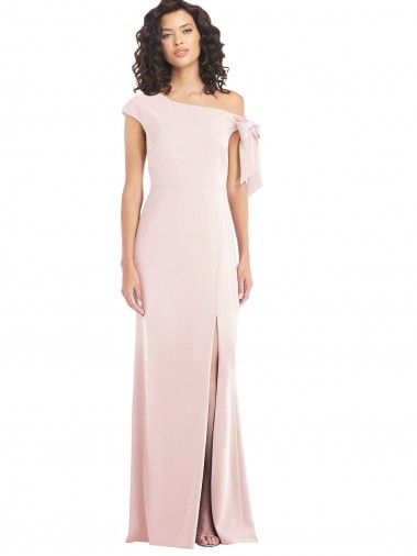 Comprar Rosa Trompeta Hombros Descubiertos Crepé Elástico Largo Formales Vestidos de dama de honor / Vestidos de fiesta