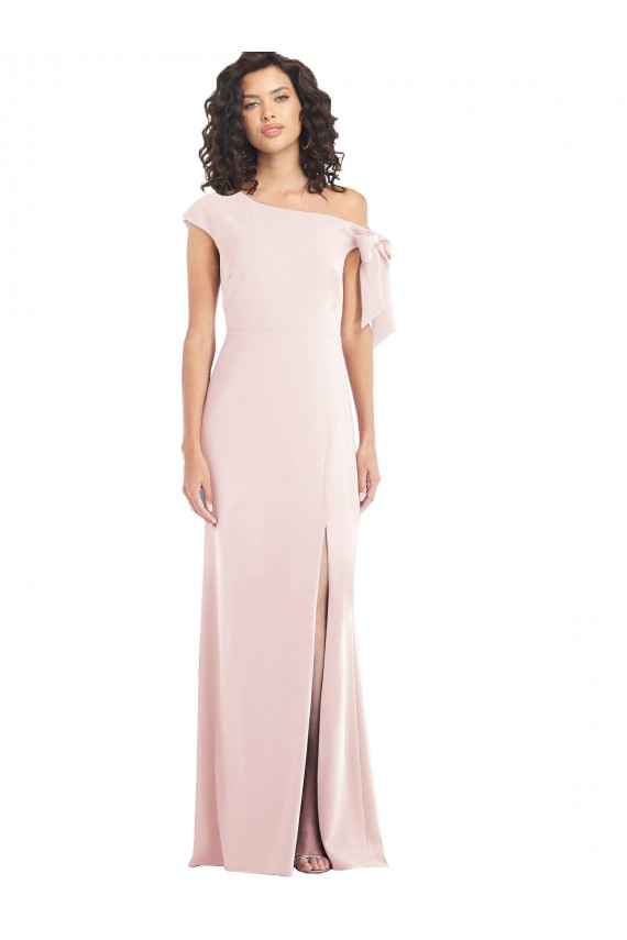 Comprar Rosa Trompeta Hombros Descubiertos Crepé Elástico Largo Formales Vestidos de dama de honor / Vestidos de fiesta