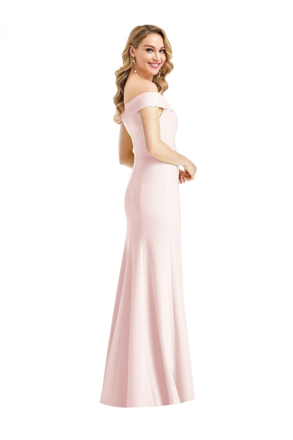 Comprar Rosa Trompeta Hombros Descubiertos Cuello en V Crepé Elástico Largo Formales Vestidos de dama de honor / Vestidos de fiesta