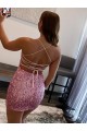 Comprar Rosa caliente Cubierta Tirantes espagueti Corto Lentejuelas Terciopelo Corto Vestidos de fiesta