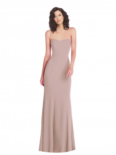 Comprar Rosa empolvado Sirena Cuello de Corazón Sin tirantes Crepé Elástico Largo Formales Vestidos de dama de honor / Vestidos de fiesta