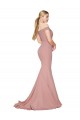 Comprar Rosa empolvado Sirena Hombros Descubiertos Barrer tren Crepé Elástico Largo Formales Vestidos de dama de honor / Vestidos de fiesta