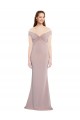 Comprar Rosa empolvado Sirena Hombros Descubiertos Cuello en V Crepé Elástico Largo Formales Vestidos de dama de honor / Vestidos de fiesta