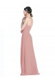 Comprar Rosa empolvado línea A Cuello de Corazón Gasa Largo Vestidos de dama de honor