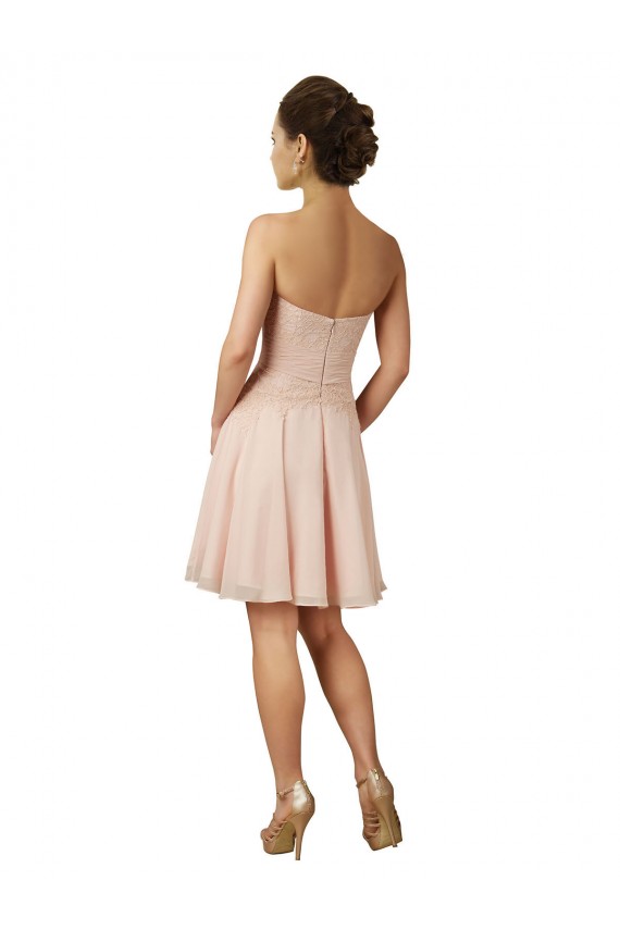 Comprar Rosa línea A Cuello de Corazón Gasa Encaje Corto Vestidos de dama de honor / Vestidos de cóctel