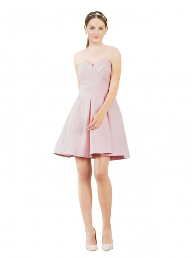Comprar Rosa línea A Cuello de Corazón Satén Corto Vestidos de dama de honor / Vestidos de cóctel
