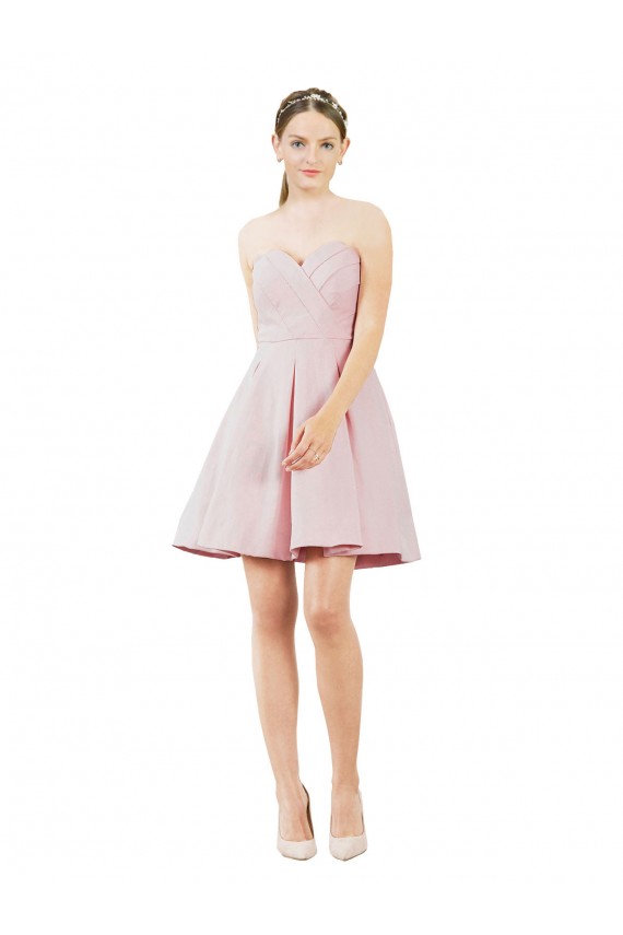 Comprar Rosa línea A Cuello de Corazón Satén Corto Vestidos de dama de honor / Vestidos de cóctel
