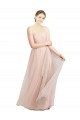Comprar Rosa línea A Cuello de Corazón Tul Largo Vestidos de dama de honor
