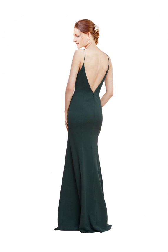Comprar Rosa línea A Cuello en V Crepé Elástico Largo Formales Vestidos de dama de honor / Vestidos de fiesta