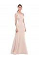Comprar Rosa línea A Cuello en V Crepé Elástico Largo Formales Vestidos de dama de honor / Vestidos de fiesta