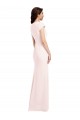 Comprar Rosa línea A Cuello en V Crepé Elástico Largo Formales Vestidos de dama de honor / Vestidos de fiesta