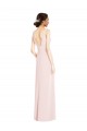 Comprar Rosa línea A Cuello en V Crepé Elástico Largo Vestidos de dama de honor / Vestidos de fiesta