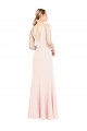 Comprar Rosa línea A Cuello en V Cuello Alto Crepé Elástico Largo Formales Vestidos de dama de honor / Vestidos de fiesta