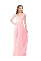 Comprar Rosa línea A Cuello en V Gasa Largo Vestidos de dama de honor