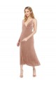 Comprar Rosa línea A Cuello en V Midi Terciopelo Elástico Corto Vestidos de dama de honor / Vestidos de fiesta / Vestidos de cóctel
