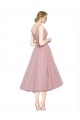 Comprar Rosa línea A Cuello en V Tul Corto Vestidos de dama de honor / Vestidos de cóctel / Vestidos para homecoming