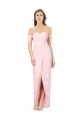 Comprar Rosa línea A Hombros Descubiertos Sin tirantes Gasa Largo Asimétrico Vestidos de dama de honor