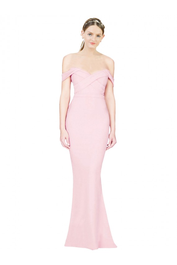 Comprar Rosa línea A Sin tirantes Crepé Elástico Largo Formales Vestidos de dama de honor / Vestidos de fiesta