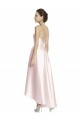 Comprar Rosa línea A Tirantes espagueti Halter Satén Largo Asimétrico Vestidos de dama de honor