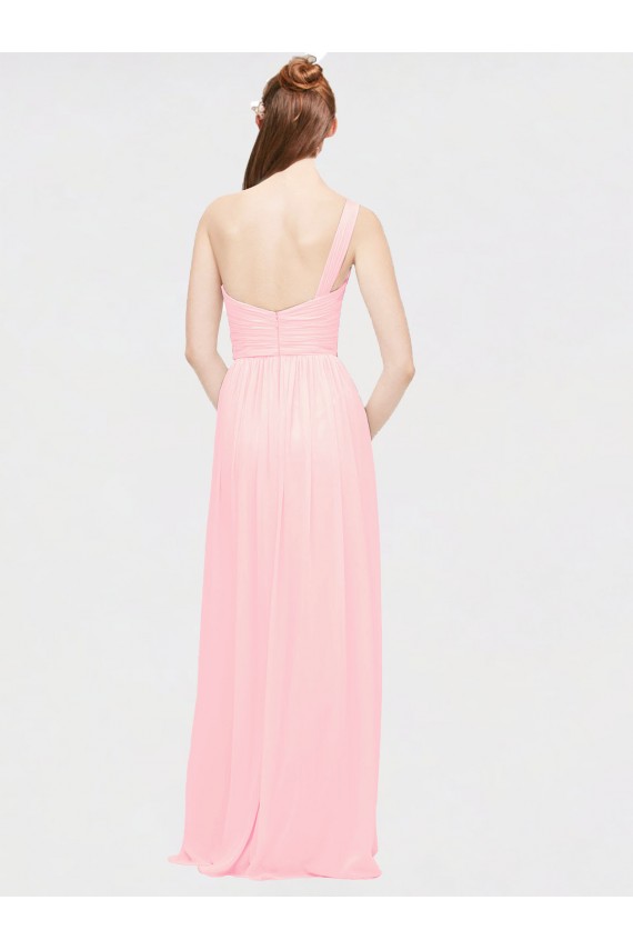 Comprar Rosa línea A Un Hombre Cuello de Corazón Gasa Largo Vestidos de dama de honor