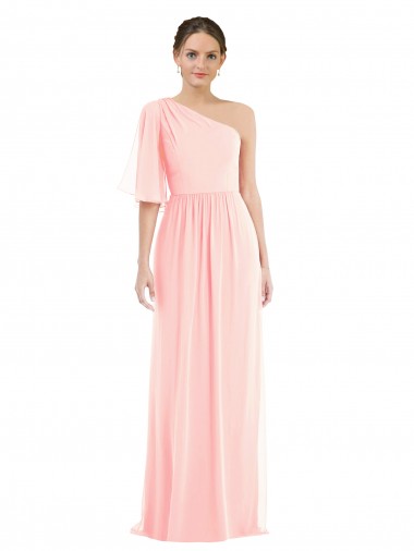 Comprar Rosa línea A Un Hombre Gasa Largo Vestidos de dama de honor