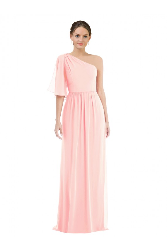 Comprar Rosa línea A Un Hombre Gasa Largo Vestidos de dama de honor